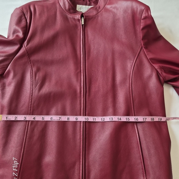 Casual Corner ANNEX XL Burgundy Genuine Leather Jacket VTG 90s Y2K Zip Front - Picture 5 of 9